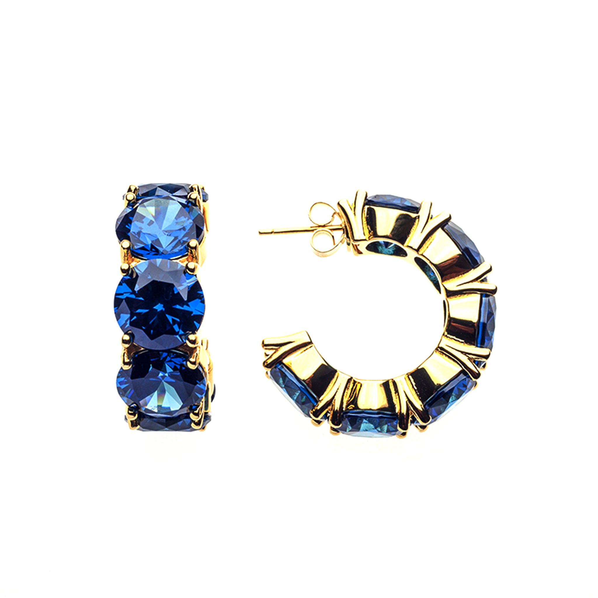 Chunky Hoops in Sapphire Blue