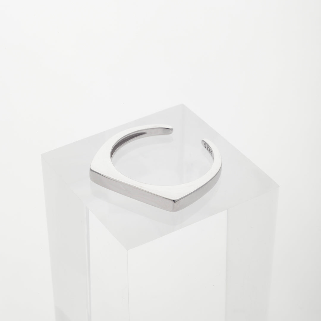 Signet Block Ring in Silver