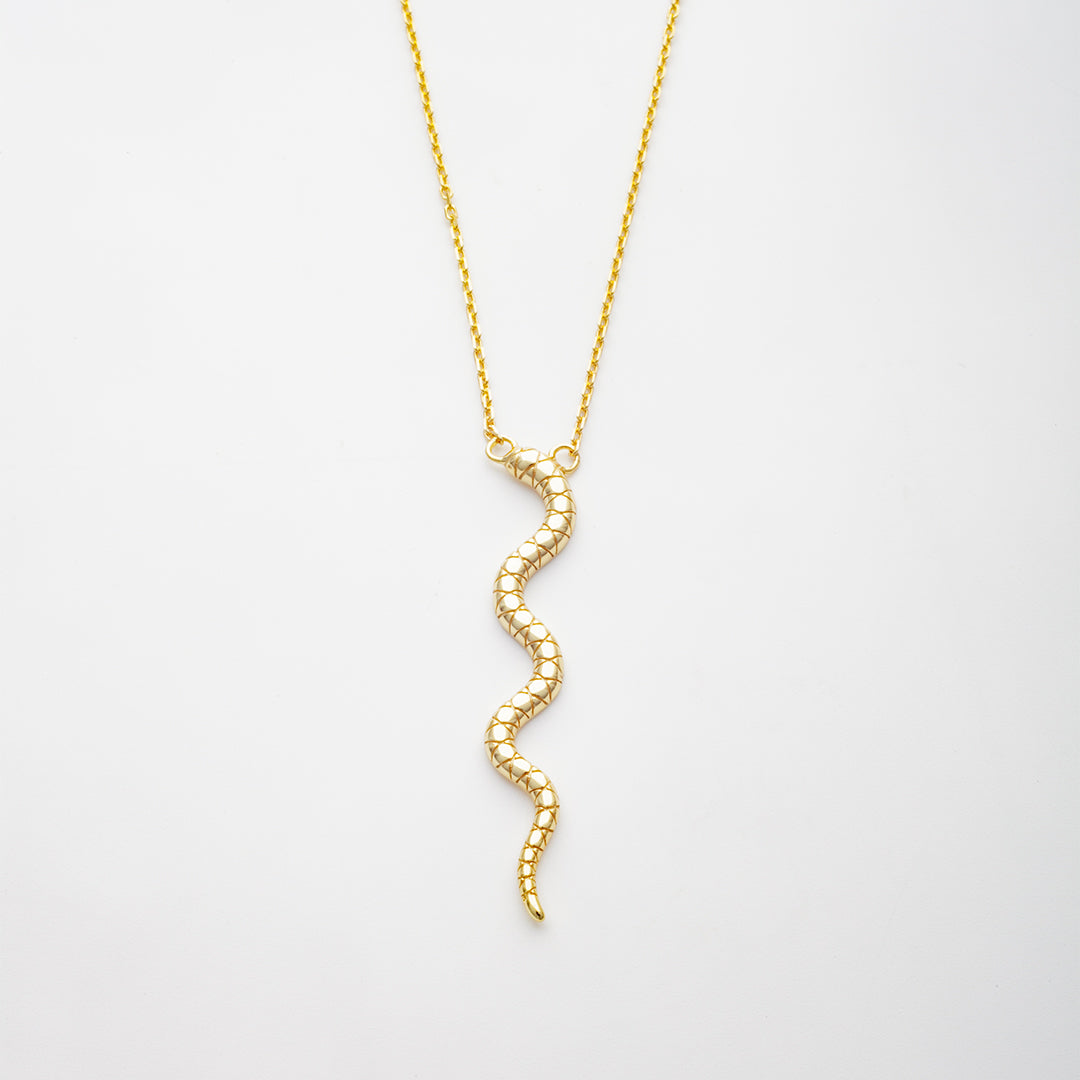 Snake Charm Pendant Necklace in Gold
