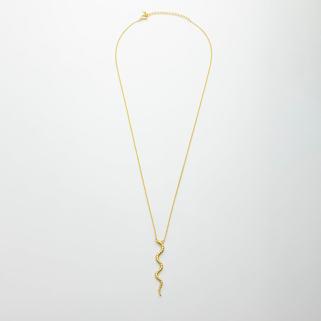 Snake Charm Pendant Necklace in Gold