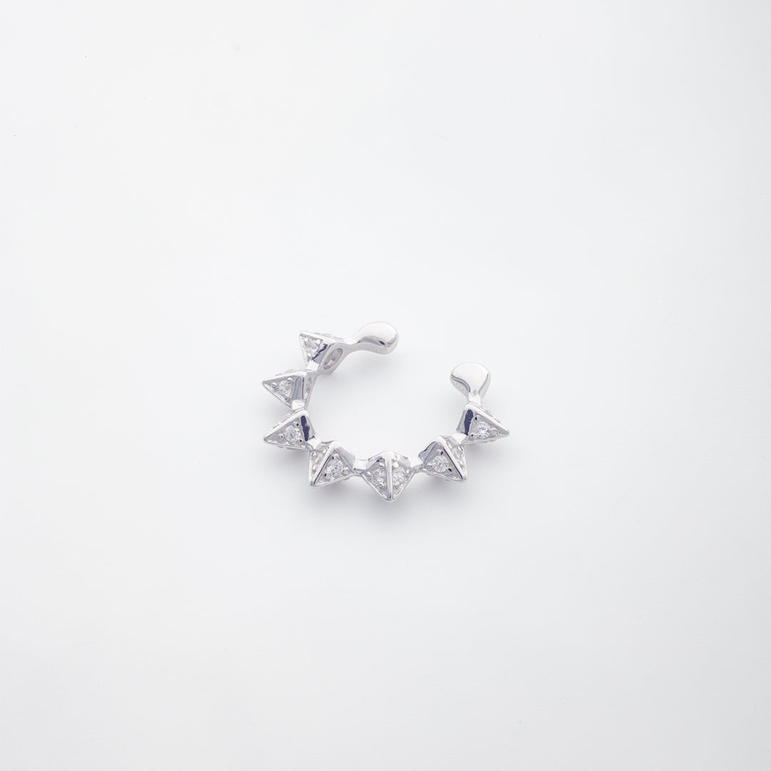 Spiked Ear Cuff in Crystal/Silver