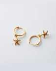 Starfish Pendant Huggies in Gold