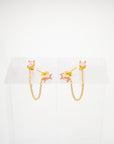 Leah Double Chain Studs in Pink