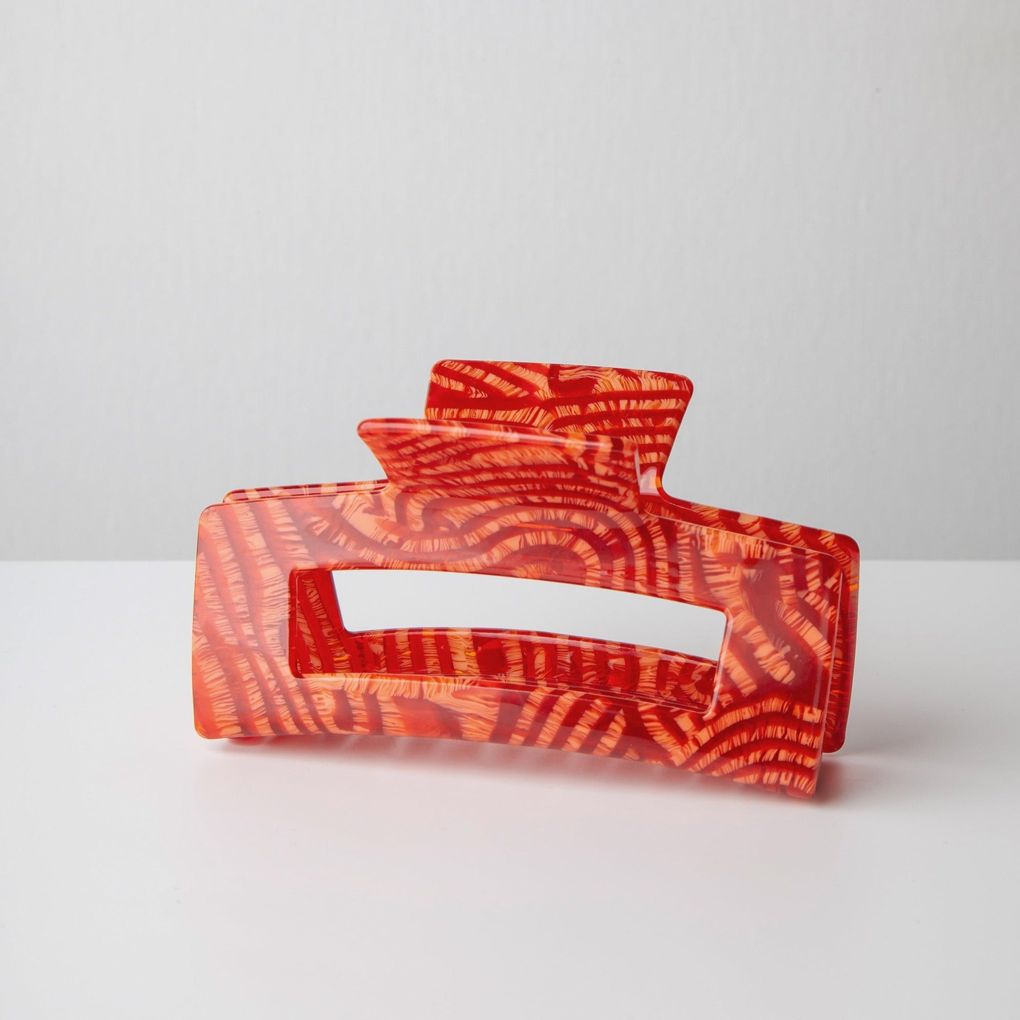 Clovelly Claw Clip in Scarlet Abstract Print