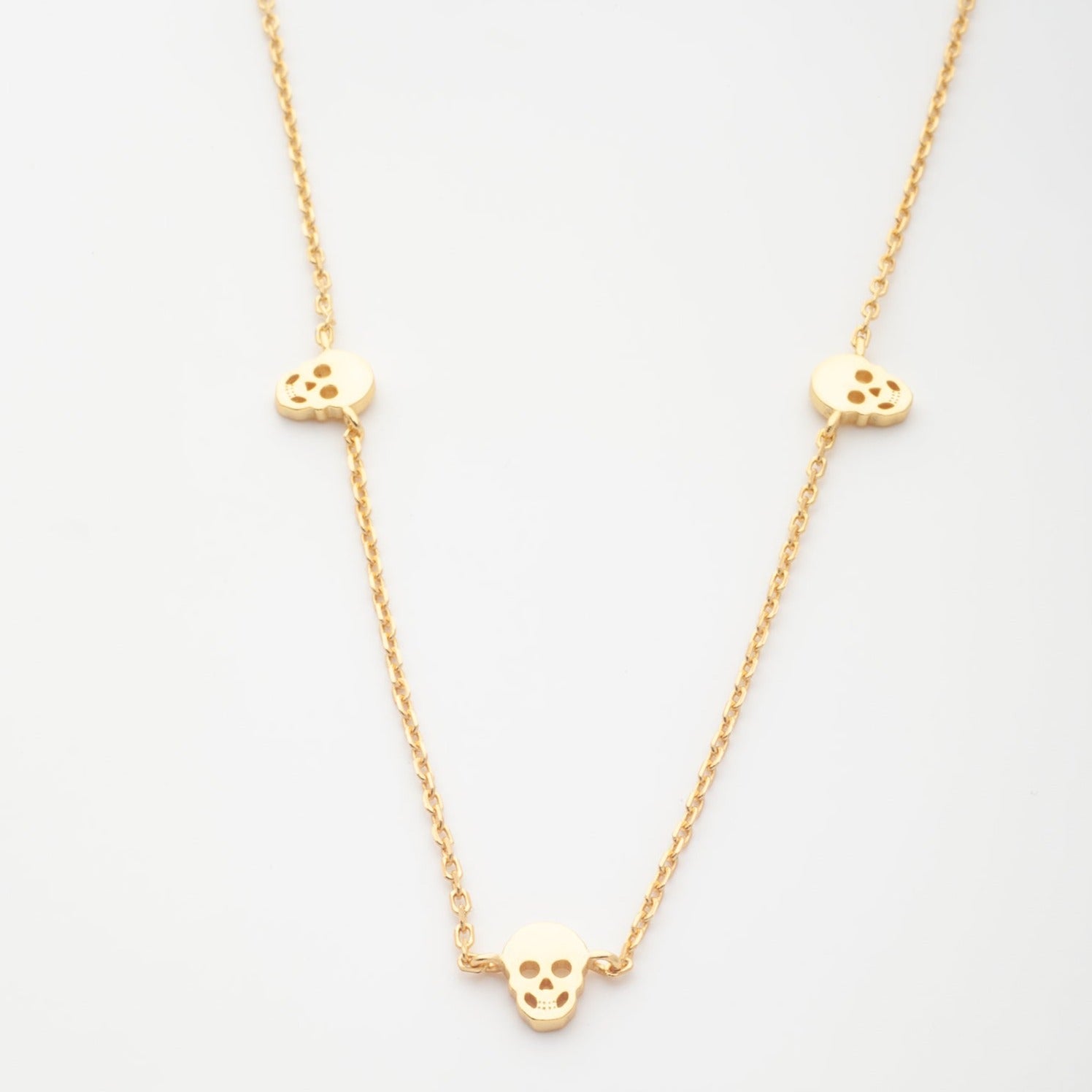 Skull Charm Necklace in Gold