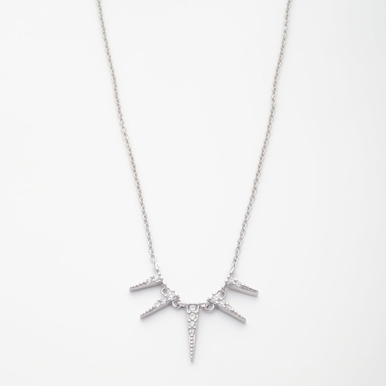 Spiked Pendant Necklace in Silver