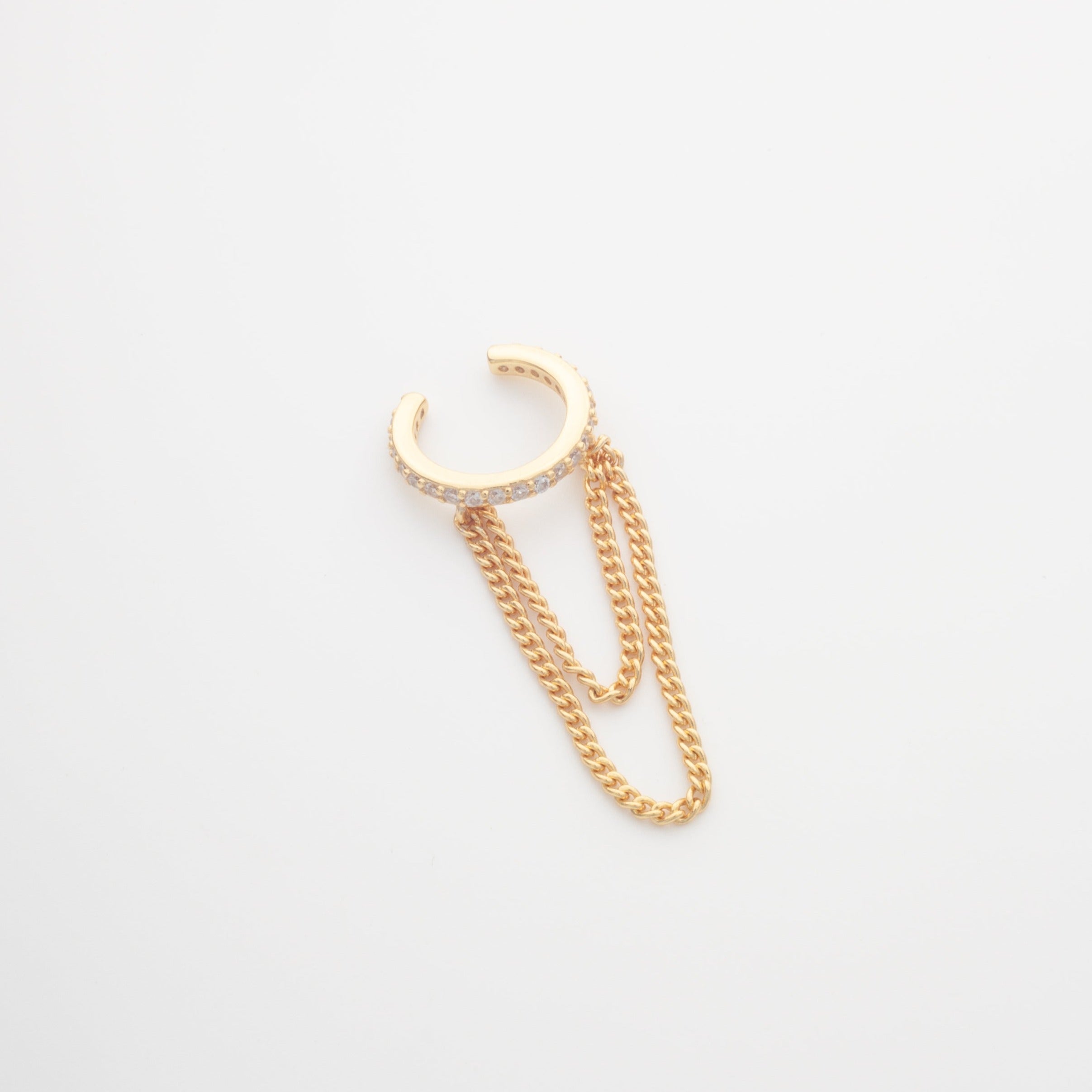 Evie Double Chain Ear Cuff in Gold