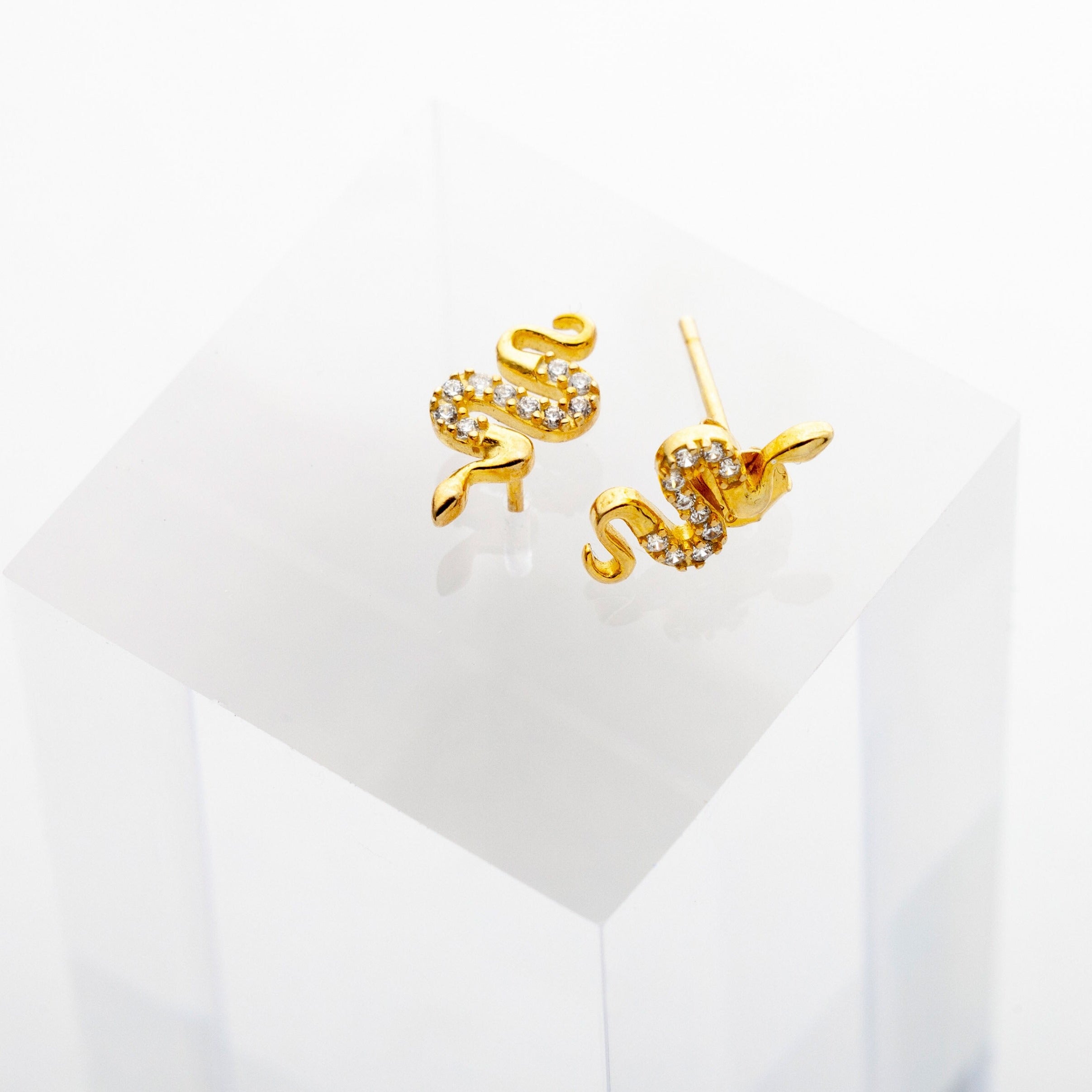 Tiny Snake Studs in Gold