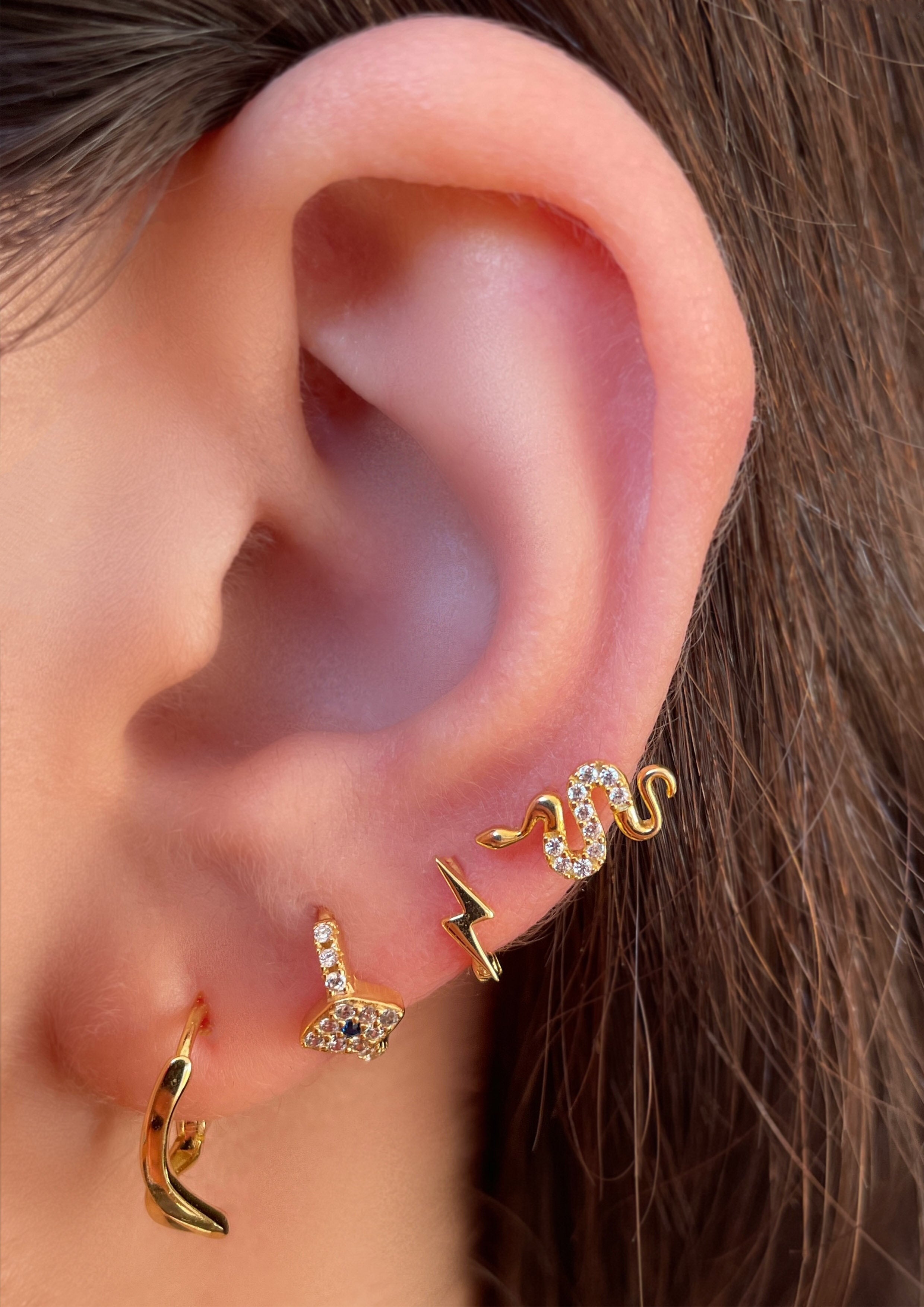 Tiny Snake Studs in Gold